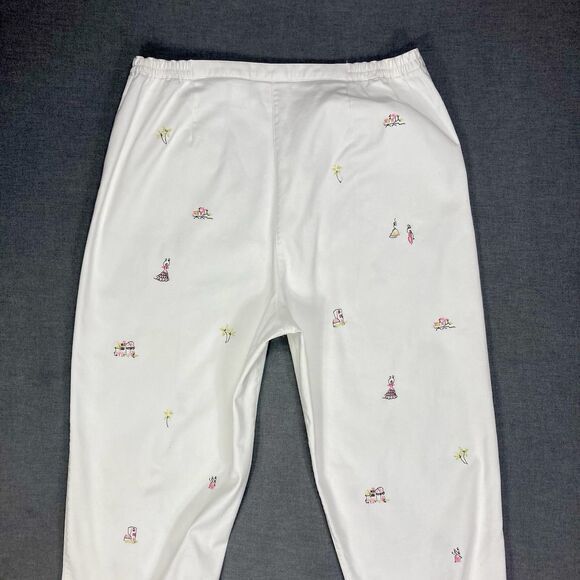 Drapers & Damons Pants Womens 16 White Artwork Embroidered Stretchy Casual Chic - Picture 7 of 16